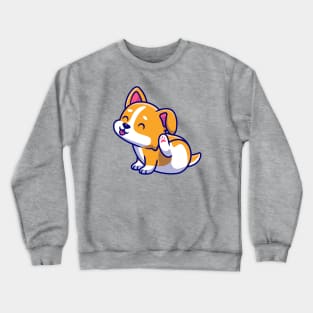 Cute Corgi Scratching Ear Cartoon Crewneck Sweatshirt